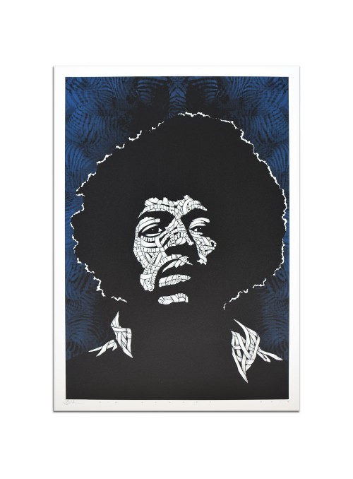 Jimi Hendrix Blue Background